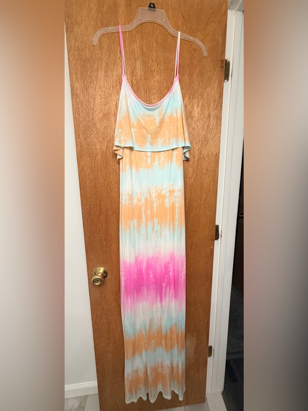Lulu’s “Never Say” Tie Dye Maxi Dress. 
Size Medium